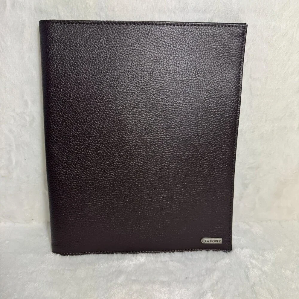 Rolodex Business Journal Interior Card Organizer & Pen Loop Brown Leather